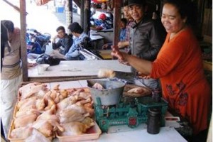 Salah seorang penjual ayam di pasar Kepuh
